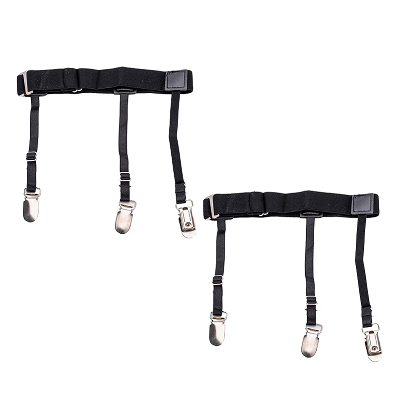 2PCS Men Shirt Stay Belt With Non-slip Locking Clips Gentleman Leg Thigh Suspender Garters Strap Elastic UniformShirt Braces