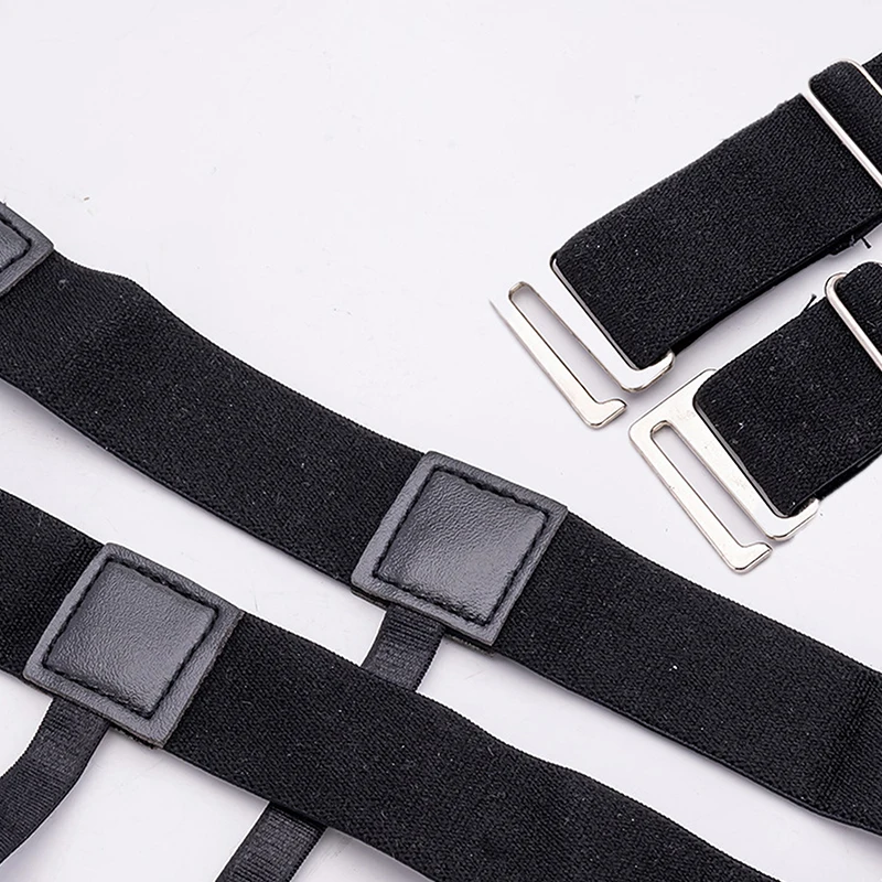 2PCS Men Shirt Stay Belt With Non-slip Locking Clips Gentleman Leg Thigh Suspender Garters Strap Elastic UniformShirt Braces