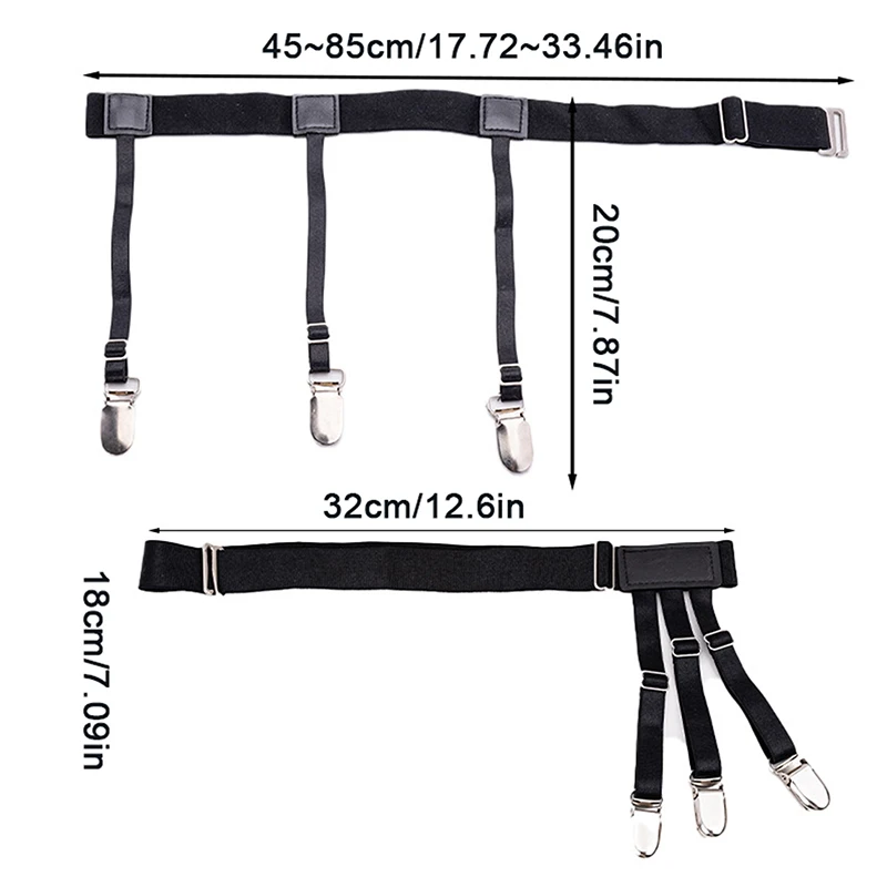2PCS Men Shirt Stay Belt With Non-slip Locking Clips Gentleman Leg Thigh Suspender Garters Strap Elastic UniformShirt Braces