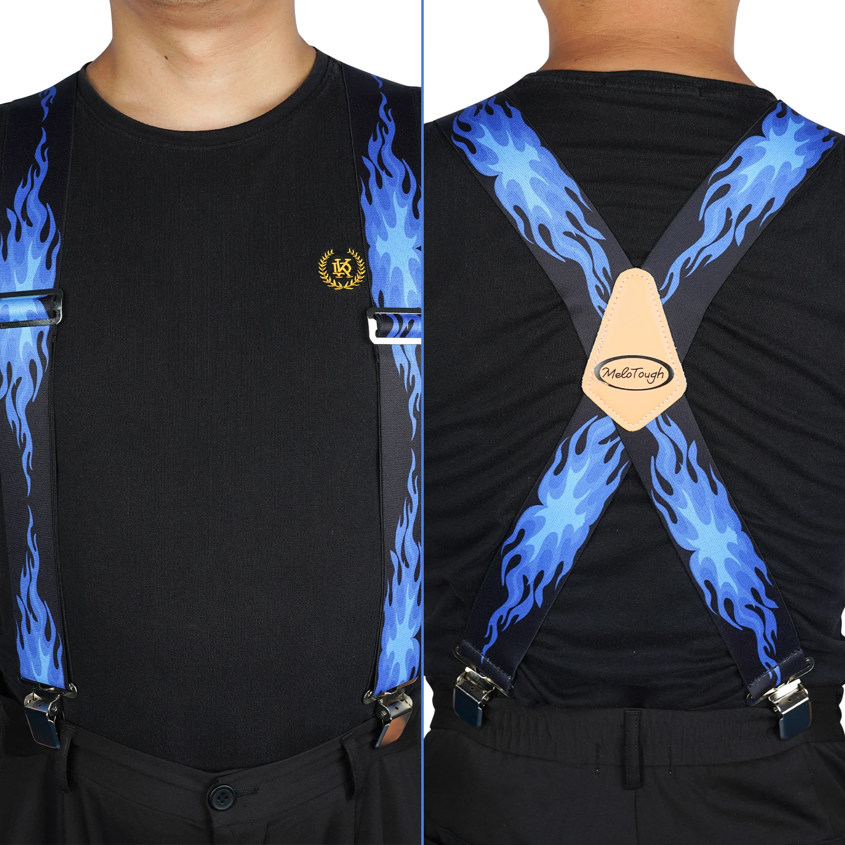 MELOTOUGH Men's Suspenders Fully Elastic 2 Inch Wide X Back Heavy Duty Work Suspenders