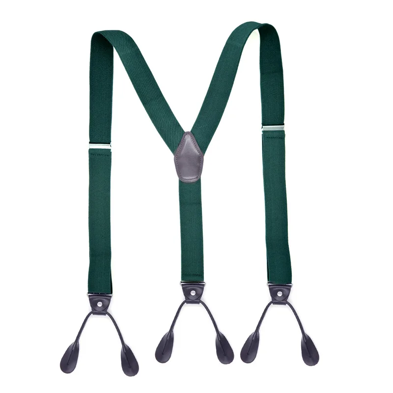 3.5 X 120cm Button Suspenders Men Braces Dark Brown Leather Vintage Pants Strap Belt for Trouser Jockstrap Hombre Suspensorios