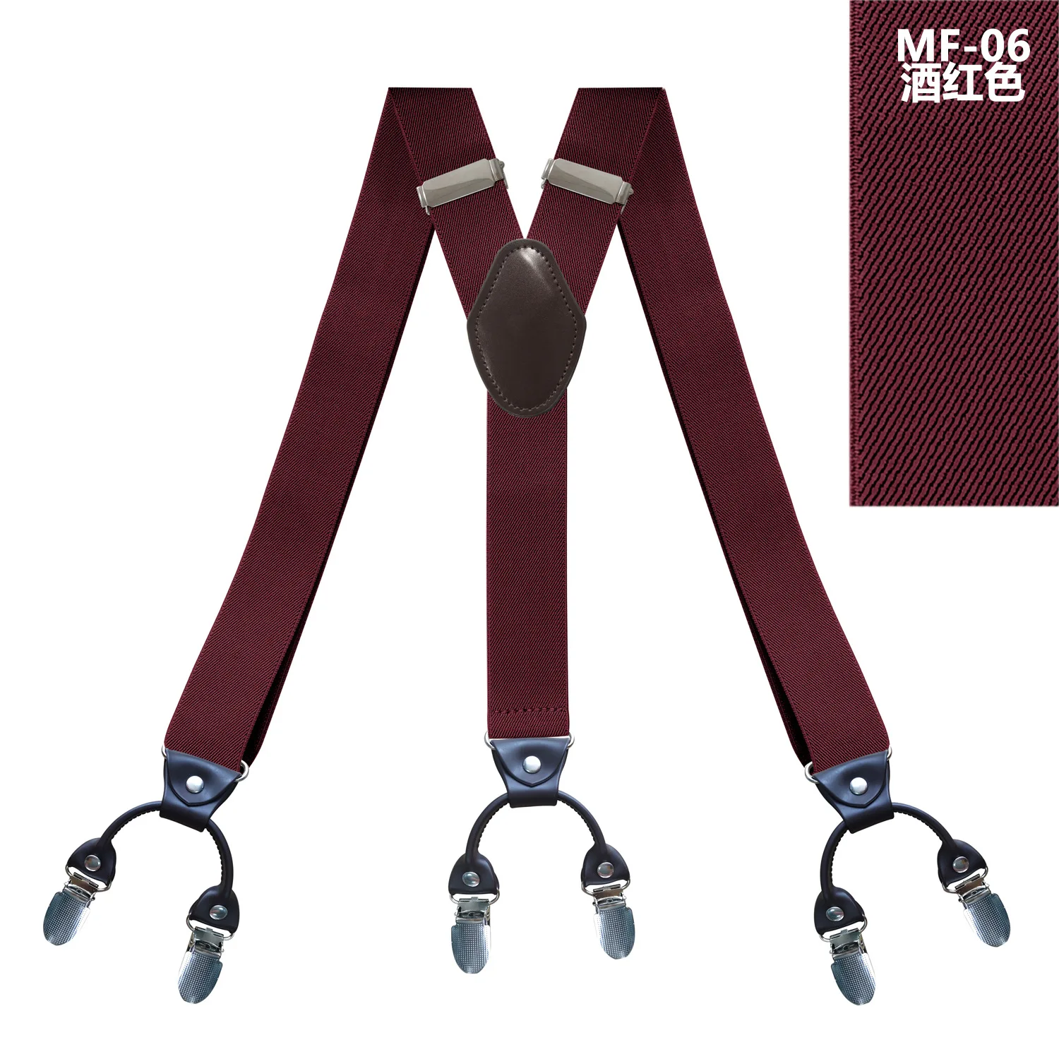 Fashion Tirantes alloy Men's Braces 6 clips men's Eastic Suspenders adult Straps Fashion braces New Suspenders
