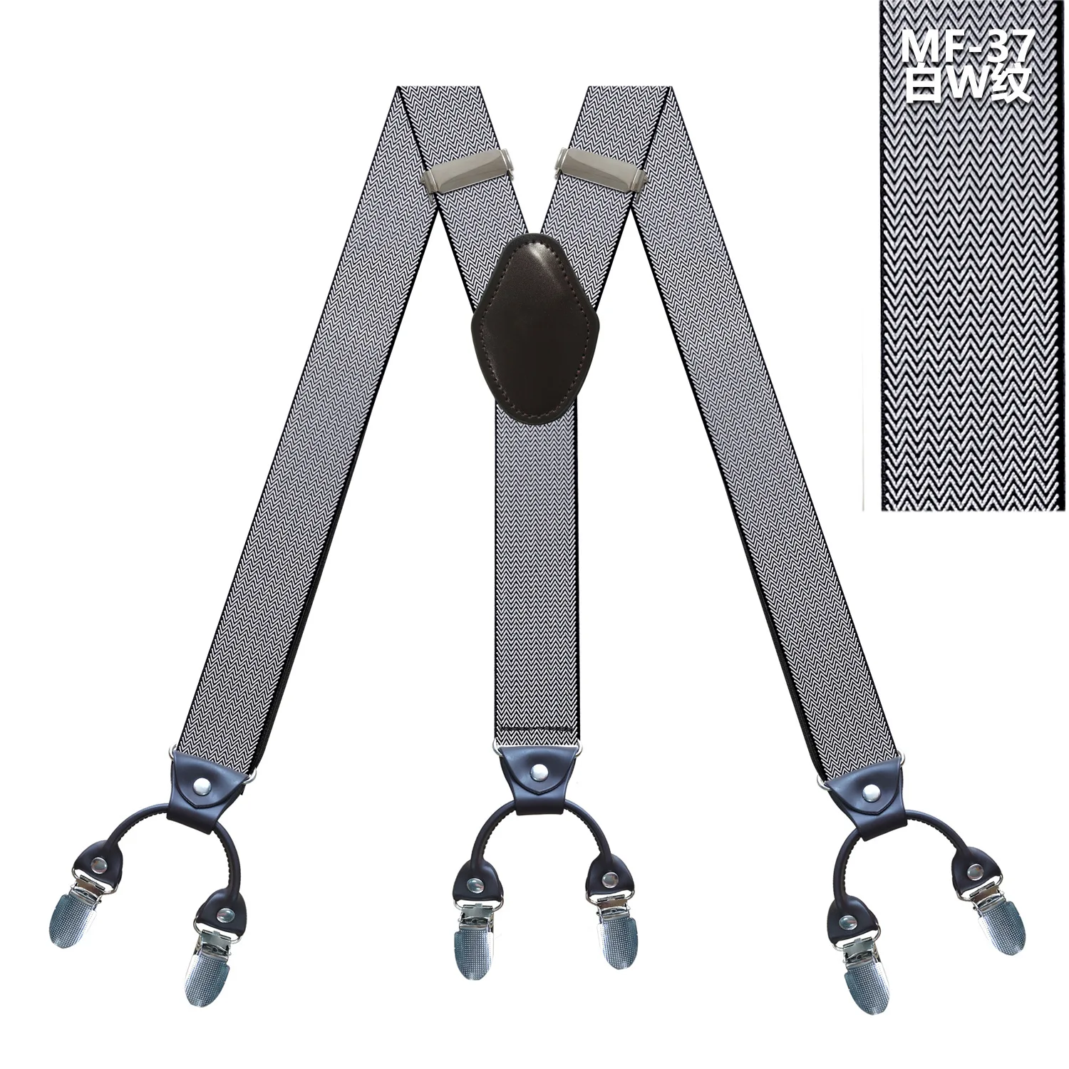 Fashion Tirantes alloy Men's Braces 6 clips men's Eastic Suspenders adult Straps Fashion braces New Suspenders