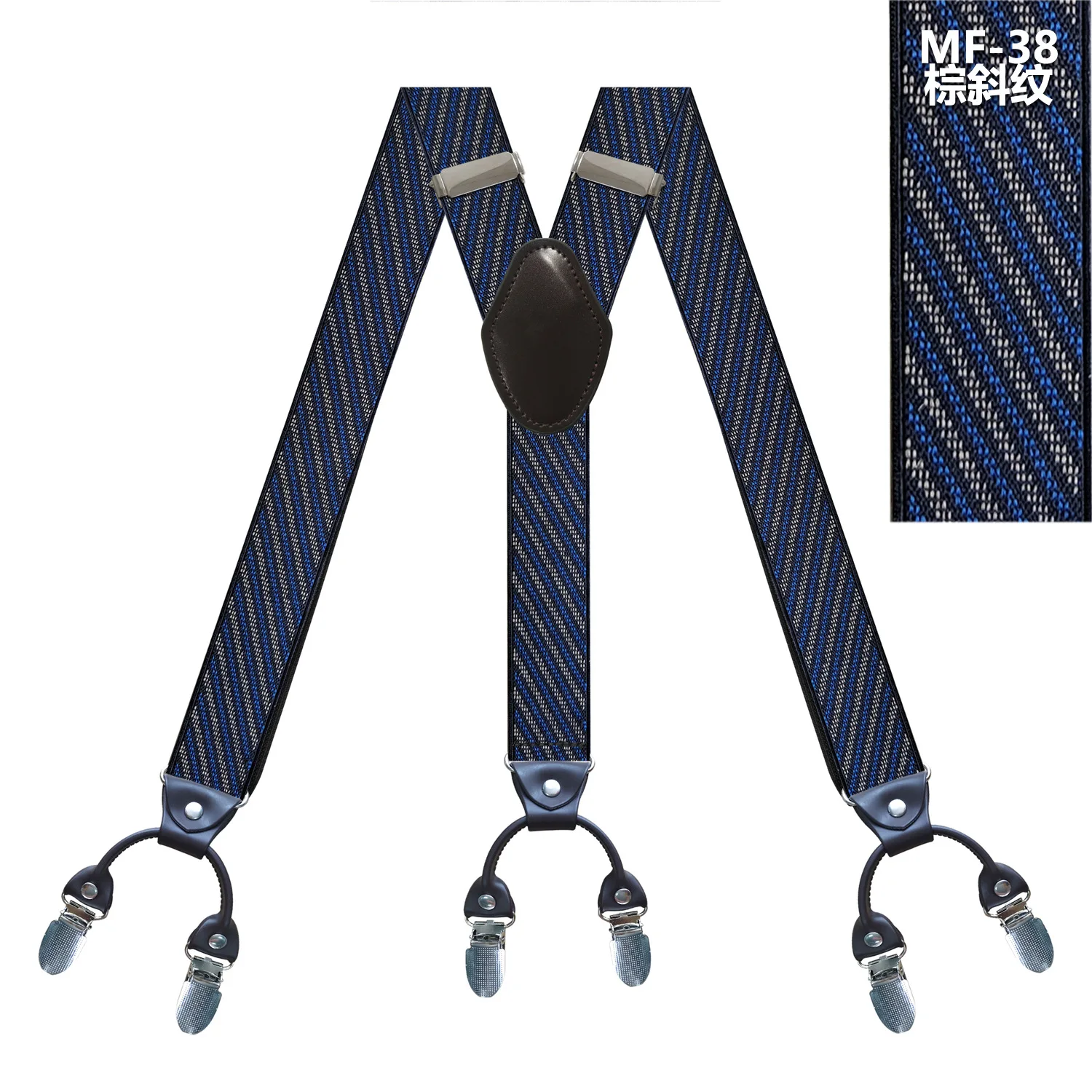 Fashion Tirantes alloy Men's Braces 6 clips men's Eastic Suspenders adult Straps Fashion braces New Suspenders