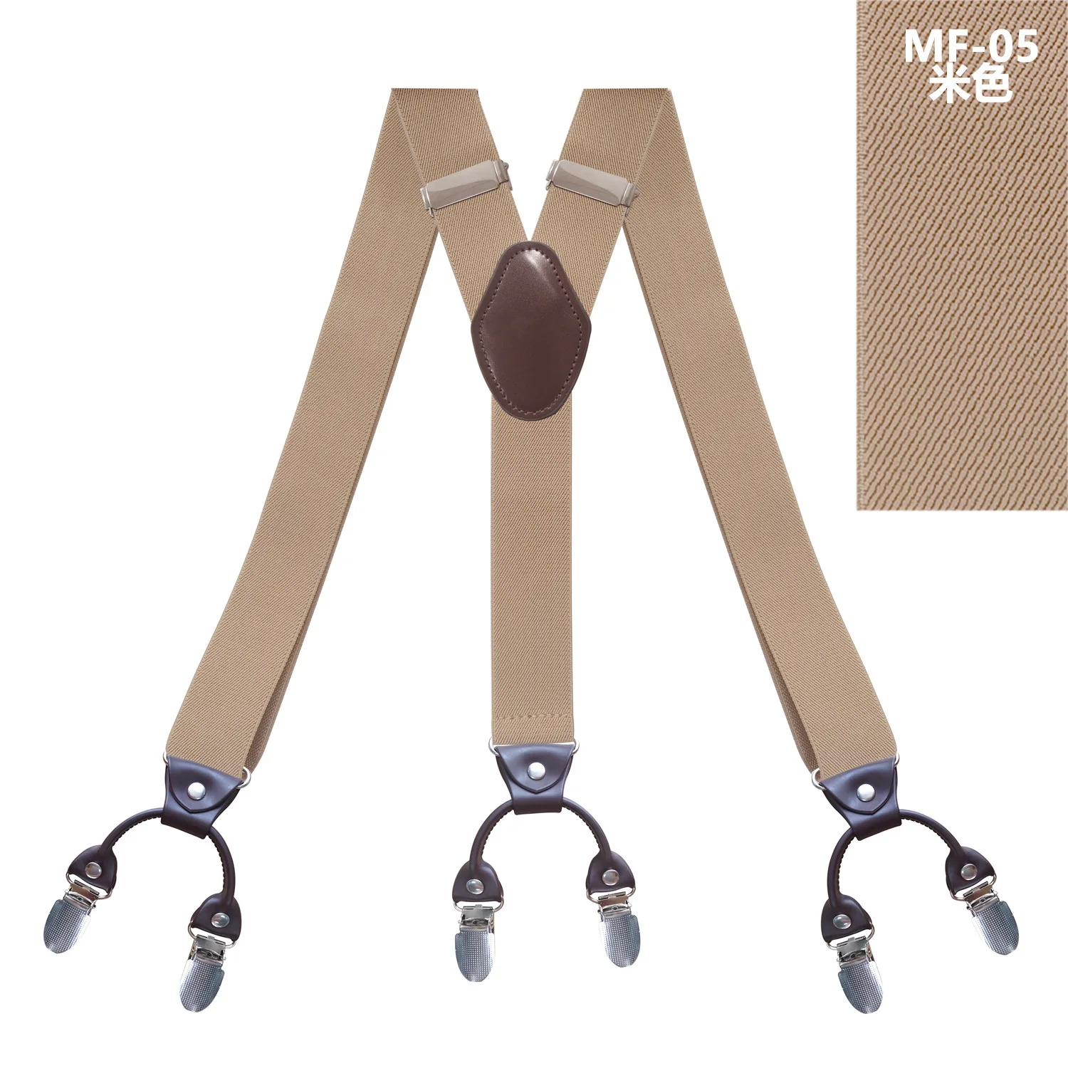 Fashion Tirantes alloy Men's Braces 6 clips men's Eastic Suspenders adult Straps Fashion braces New Suspenders