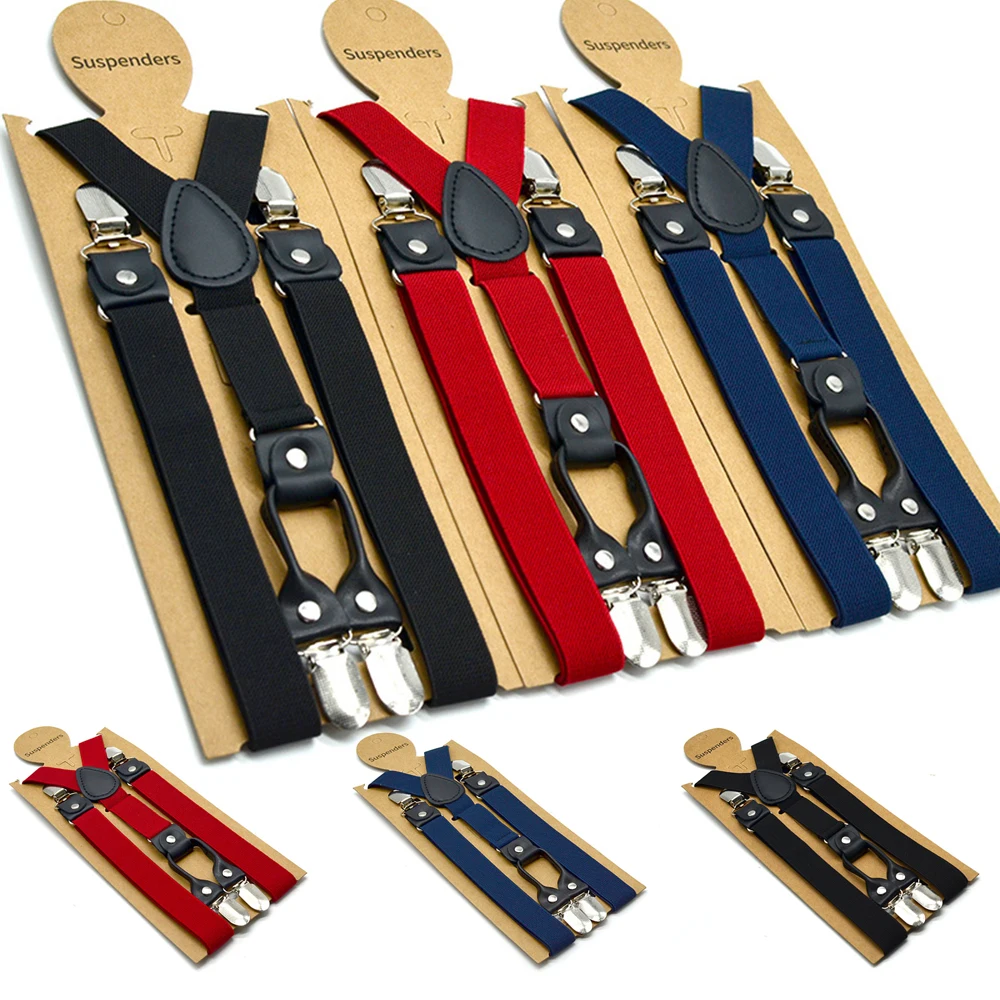Unisex Men/Women 4 Clips On Y-Back Elastic Suspenders Straps Adjustable Shoulder Strap 2.5cm Super Tight Male Suspender Strap