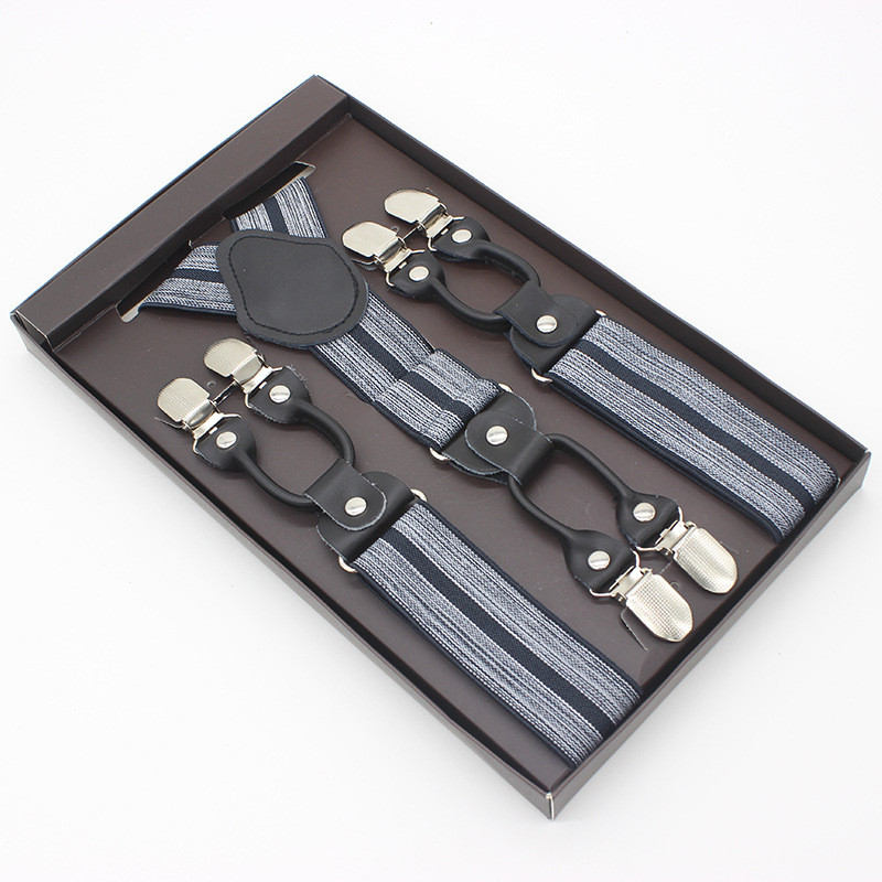 3.5*120cm Man's Fashion Suspenders Genuine Leather 6 Clips Brace Male Vintage Casual Wedding Party Trousers Strap
