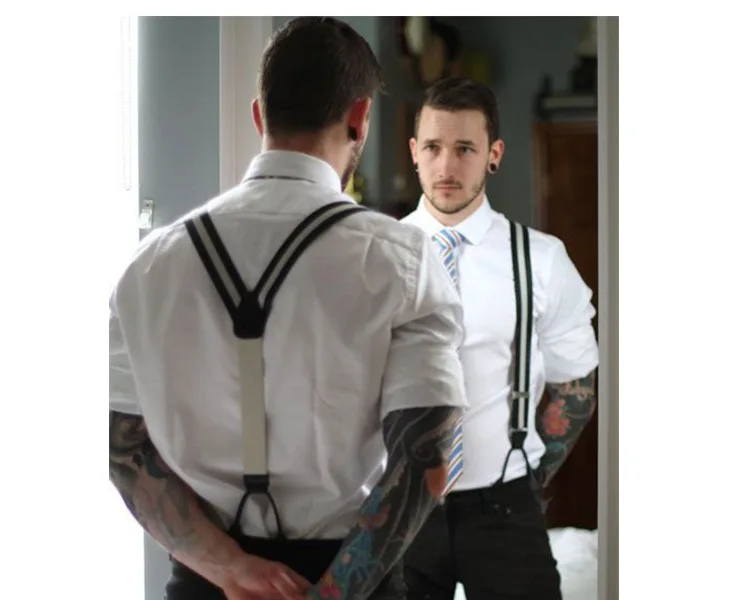 3.5*120cm Man's Fashion Suspenders Genuine Leather 6 Clips Brace Male Vintage Casual Wedding Party Trousers Strap