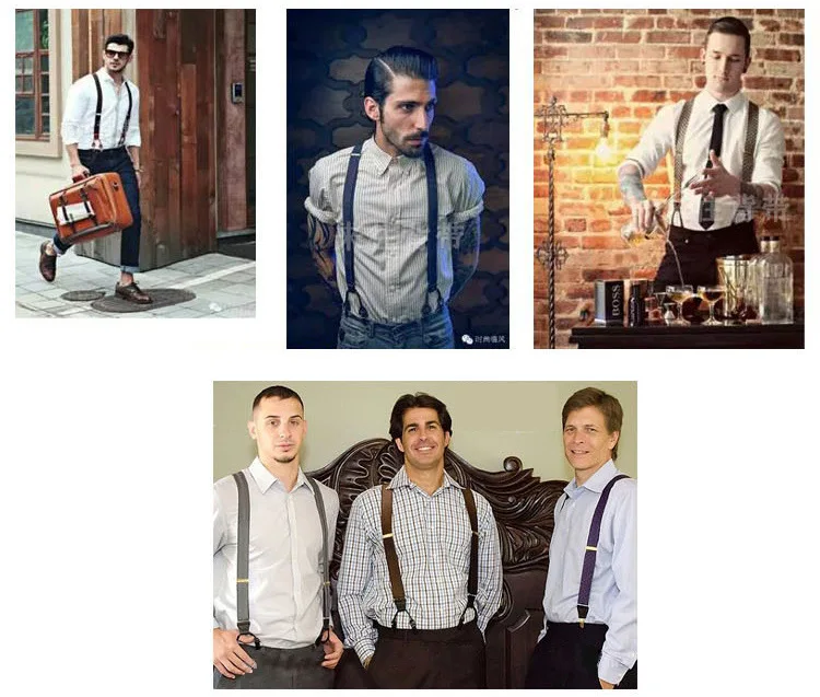 3.5*120cm Man's Fashion Suspenders Genuine Leather 6 Clips Brace Male Vintage Casual Wedding Party Trousers Strap
