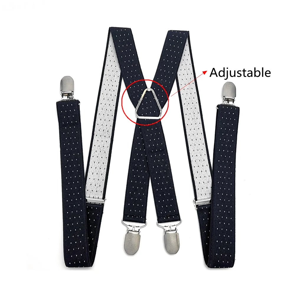 2.5CM Wide X Back Unisex Dot Suspenders Men Women Adjustable Elastic Tirantes Hombre Kids Children Pants Holder Wedding Wear