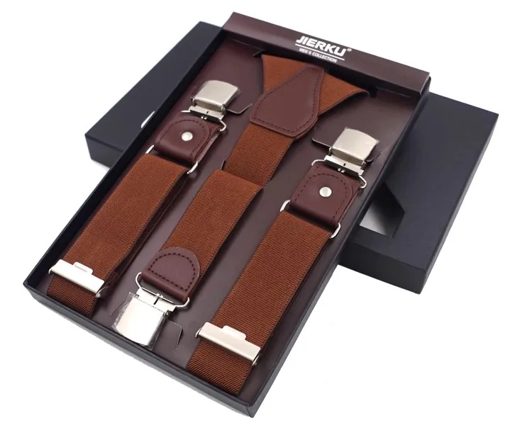 New Man's Suspenders 3 Clips Leather Braces Casual Suspensorios Trousers Strap 3.5*120cm Gift For Dad High Quality Tirantes