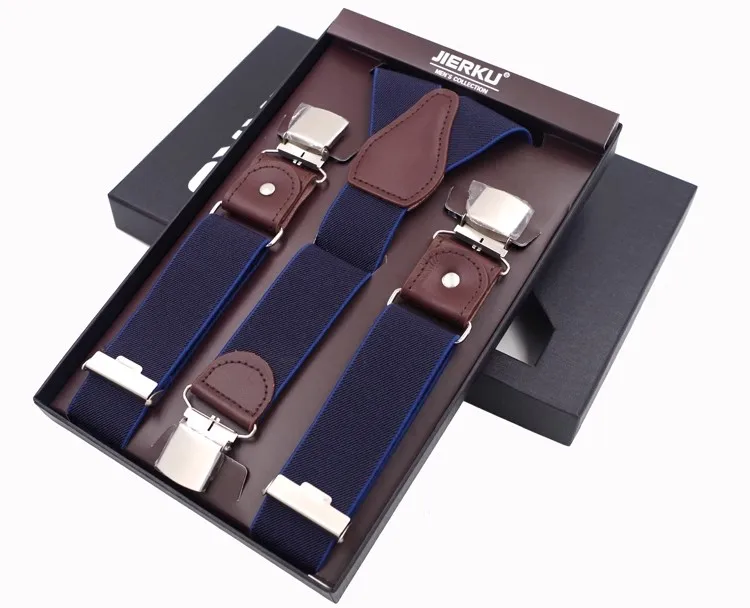 New Man's Suspenders 3 Clips Leather Braces Casual Suspensorios Trousers Strap 3.5*120cm Gift For Dad High Quality Tirantes