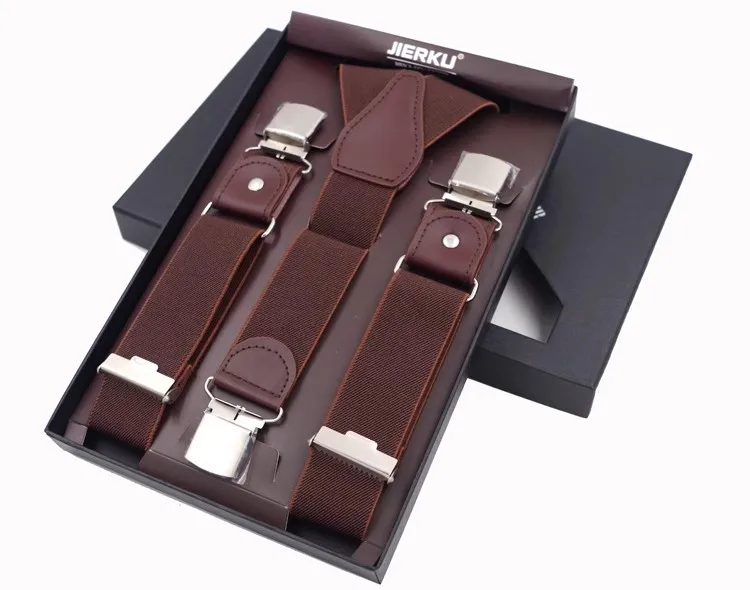 New Man's Suspenders 3 Clips Leather Braces Casual Suspensorios Trousers Strap 3.5*120cm Gift For Dad High Quality Tirantes