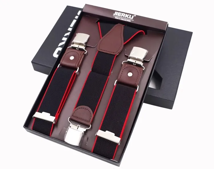 New Man's Suspenders 3 Clips Leather Braces Casual Suspensorios Trousers Strap 3.5*120cm Gift For Dad High Quality Tirantes