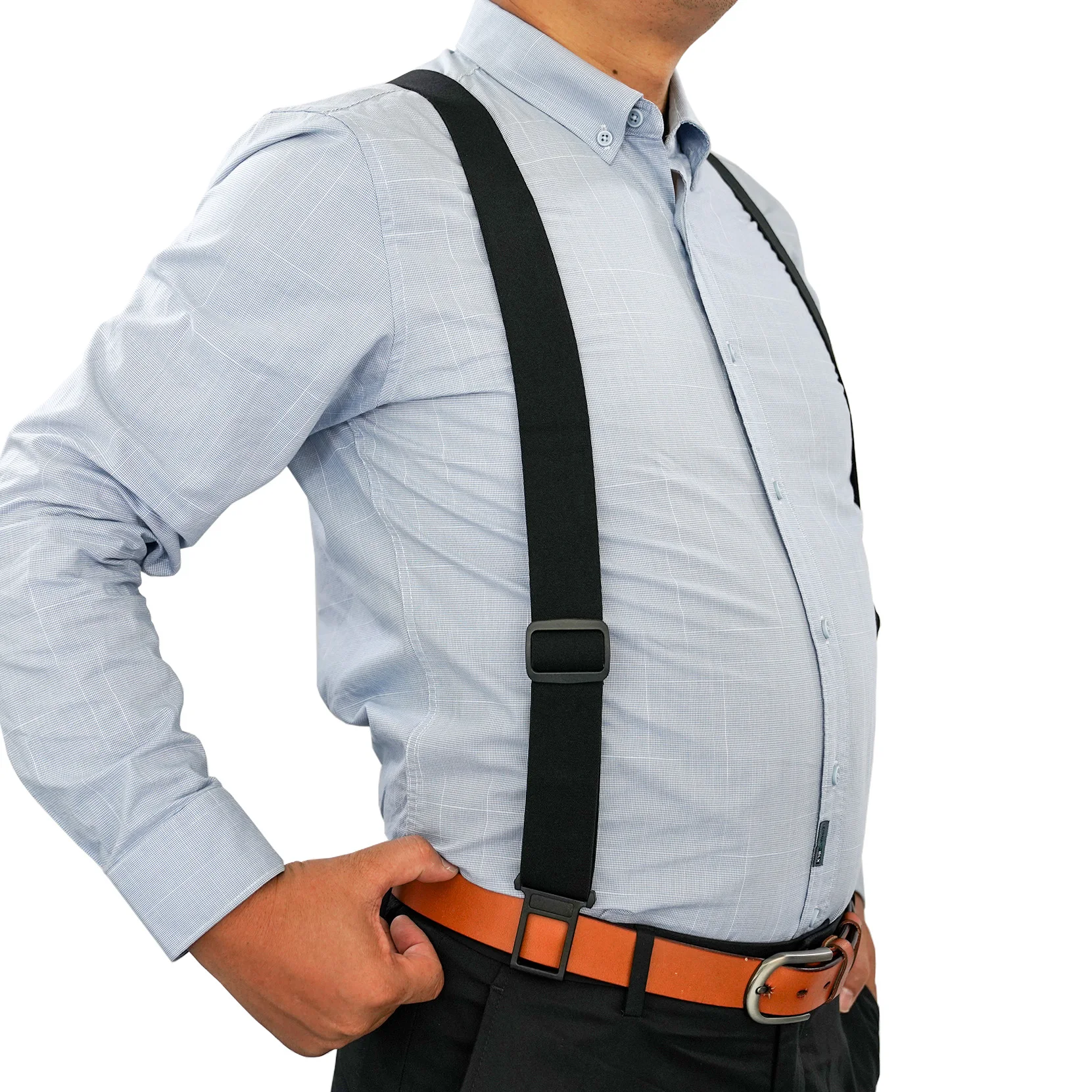 Melo Tough Y Back Suspenders Airport Friendly Suspenders,NO Buzz With Plastic Clip 2 Inch Fully Elastic Braces