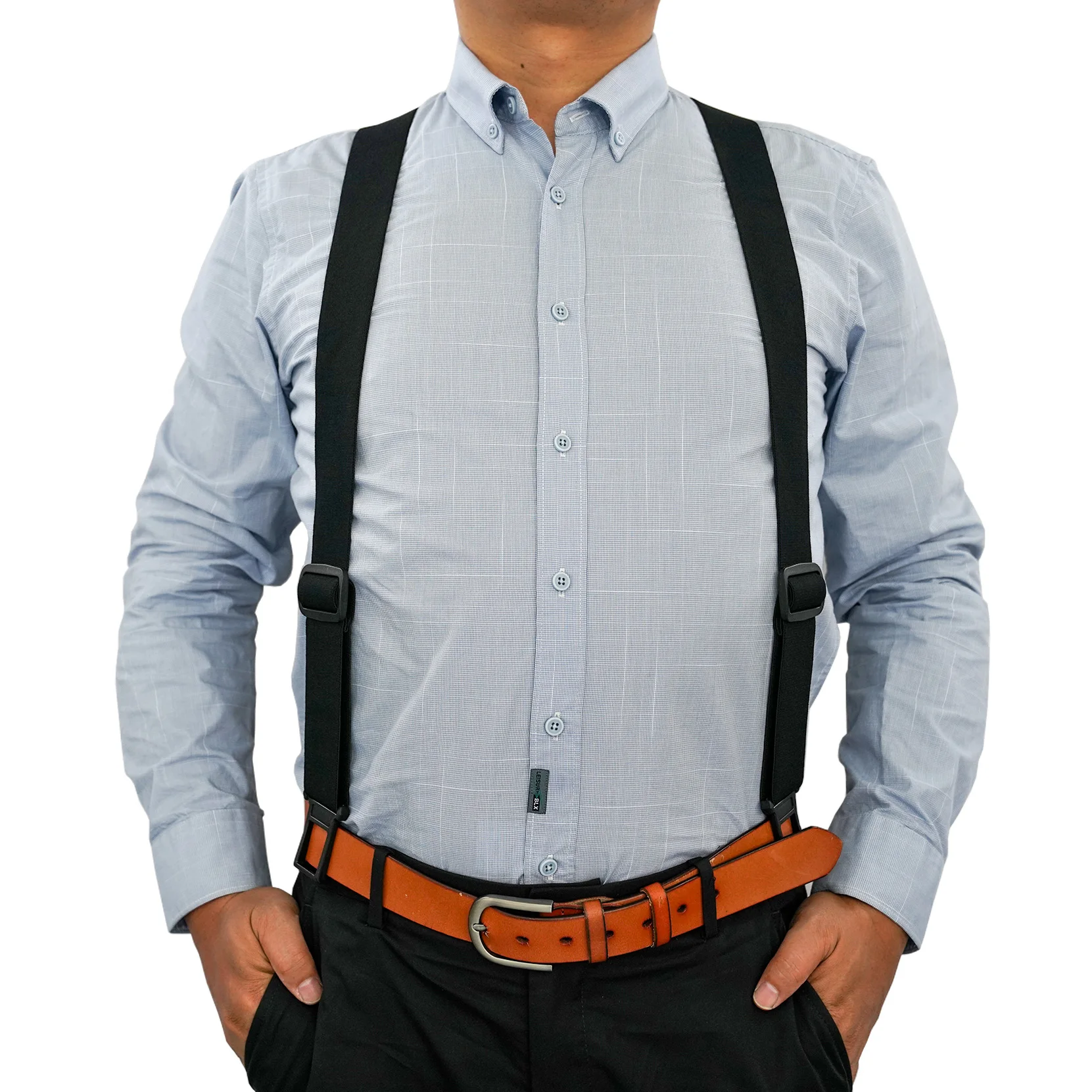 Melo Tough Y Back Suspenders Airport Friendly Suspenders,NO Buzz With Plastic Clip 2 Inch Fully Elastic Braces