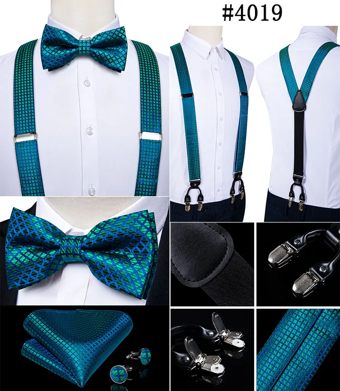 Elegant Gold Paisley Suspenders Men Real Leather Metal 6 Clips Braces Elastic Suspenders Trouser Straps Men's Gift