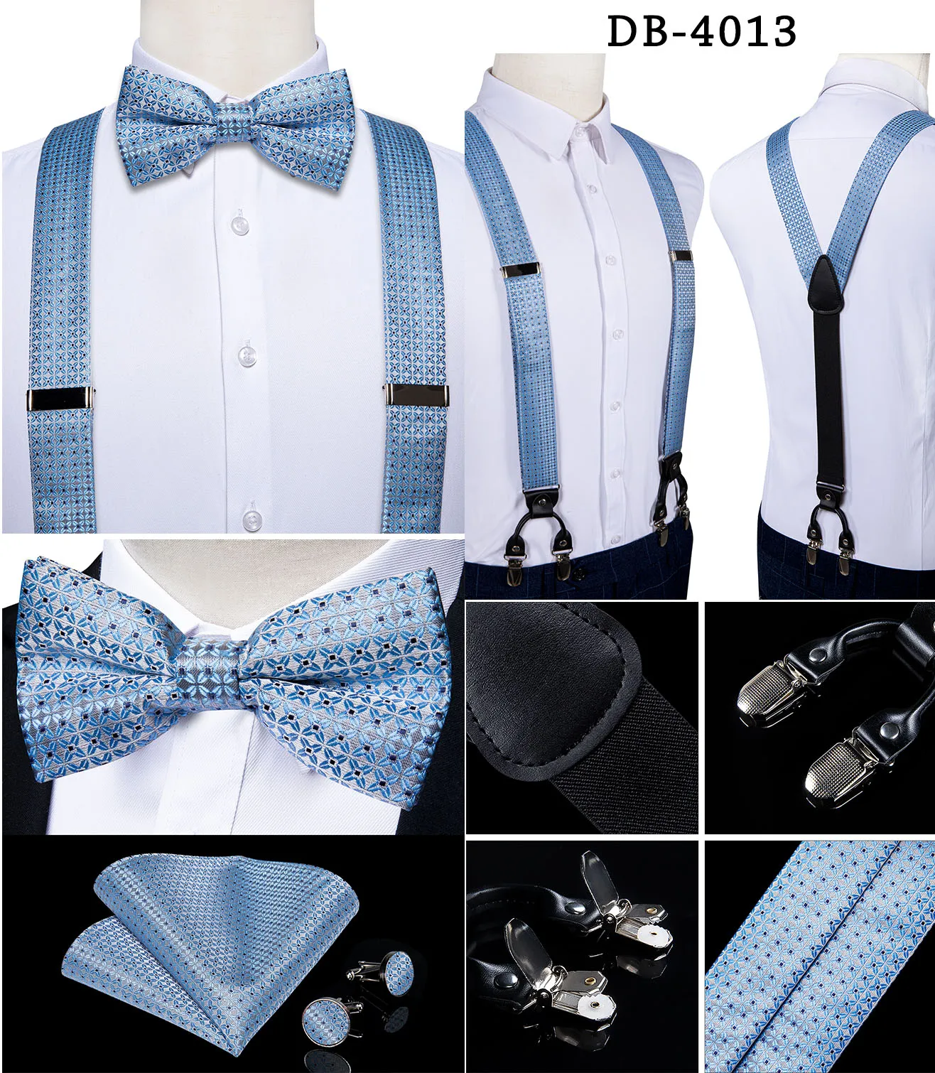 Elegant Gold Paisley Suspenders Men Real Leather Metal 6 Clips Braces Elastic Suspenders Trouser Straps Men's Gift
