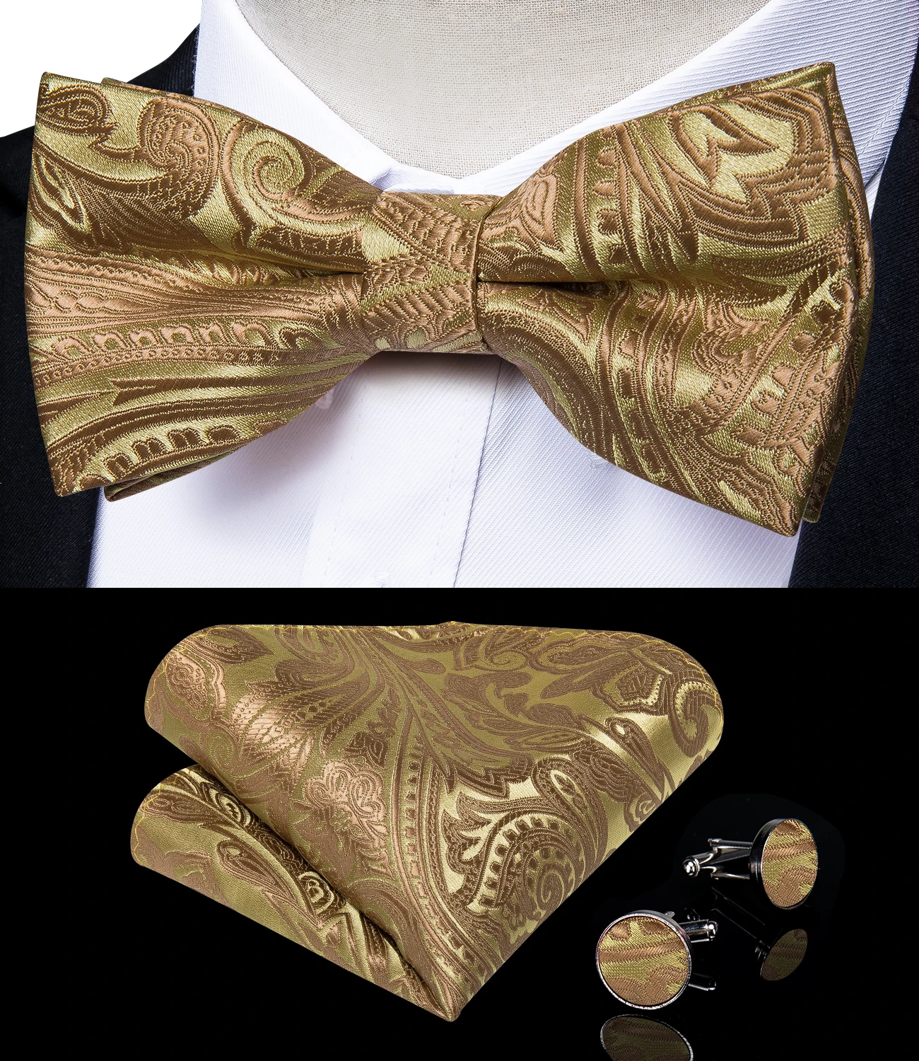 Elegant Gold Paisley Suspenders Men Real Leather Metal 6 Clips Braces Elastic Suspenders Trouser Straps Men's Gift