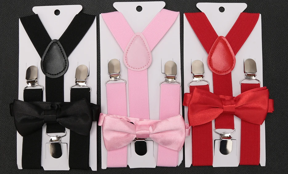 Kids Suspenders with Bowtie Fashion Children Bow Tie Set Boys Braces Girls Adjustable Suspenders Baby Wedding Ties Accessories