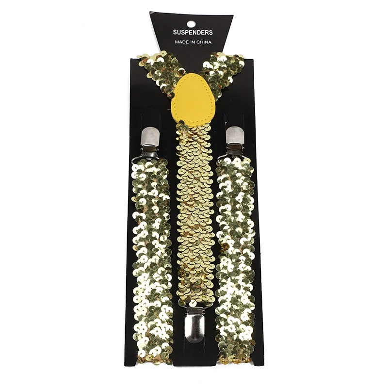 Shinning Sequin Suspenders For Men Woman Adjustable Y-back Elastic Strap Party Stage Performances Sequins Suspenders Decoration