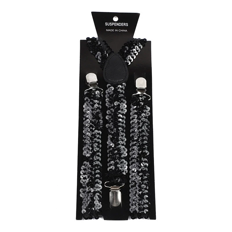 Shinning Sequin Suspenders For Men Woman Adjustable Y-back Elastic Strap Party Stage Performances Sequins Suspenders Decoration