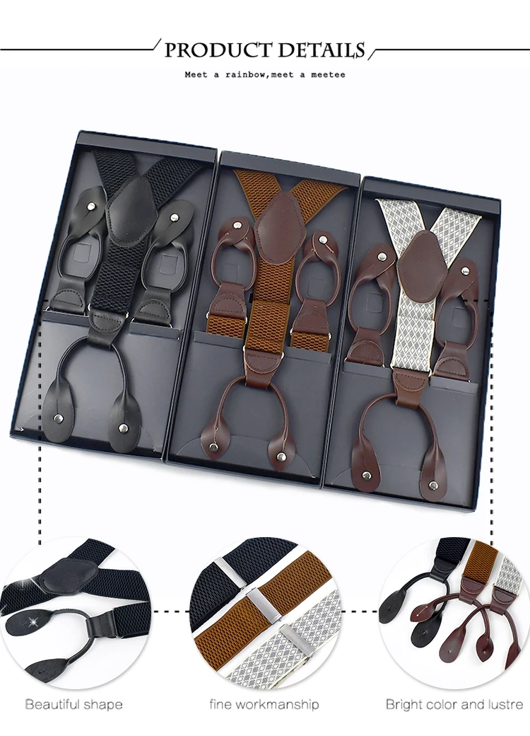 1Pc Adult Suspenders for Men 35mm Wide 6 Holes Button Elastic Strap Man Braces Suit Pants Jockstrap Men's Harness Accessories