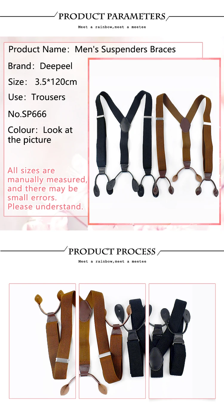 1Pc Adult Suspenders for Men 35mm Wide 6 Holes Button Elastic Strap Man Braces Suit Pants Jockstrap Men's Harness Accessories