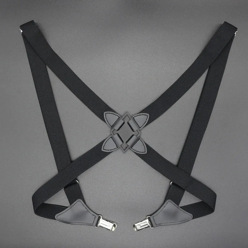 Fashion Vintage Suspenders for Adult Women Men 2.5cm Wide Cross-Over Back 2 Side Clips Adjustable Elastic Trouser Brace Straps