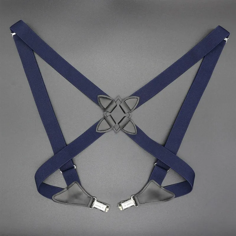 Fashion Vintage Suspenders for Adult Women Men 2.5cm Wide Cross-Over Back 2 Side Clips Adjustable Elastic Trouser Brace Straps