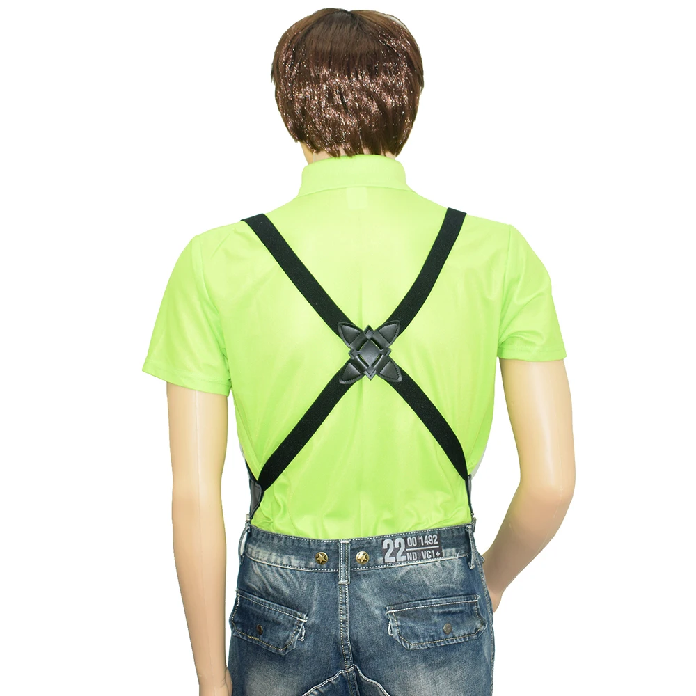 Fashion Vintage Suspenders for Adult Women Men 2.5cm Wide Cross-Over Back 2 Side Clips Adjustable Elastic Trouser Brace Straps