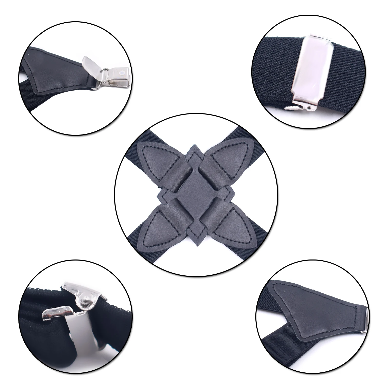 Fashion Vintage Suspenders for Adult Women Men 2.5cm Wide Cross-Over Back 2 Side Clips Adjustable Elastic Trouser Brace Straps