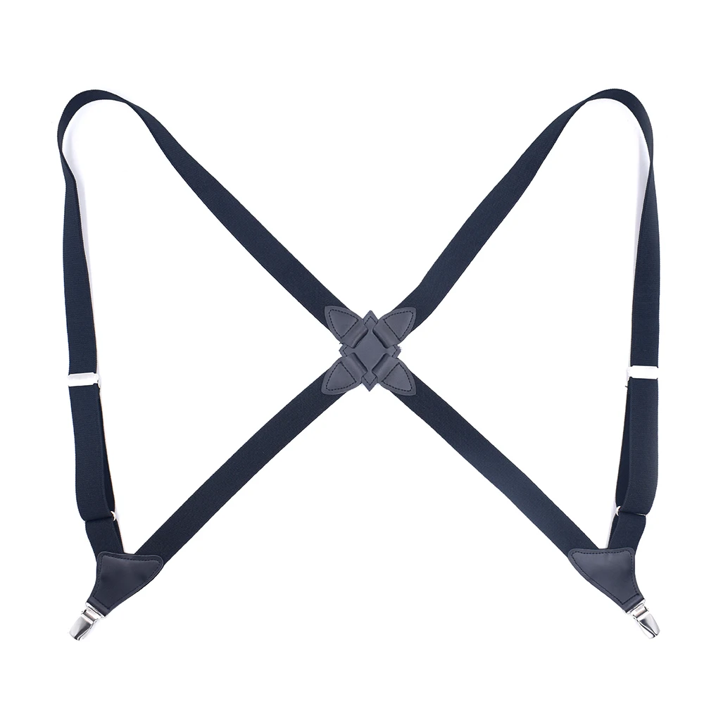 Fashion Vintage Suspenders for Adult Women Men 2.5cm Wide Cross-Over Back 2 Side Clips Adjustable Elastic Trouser Brace Straps