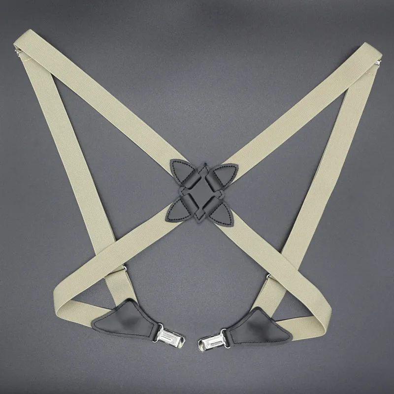 Fashion Vintage Suspenders for Adult Women Men 2.5cm Wide Cross-Over Back 2 Side Clips Adjustable Elastic Trouser Brace Straps