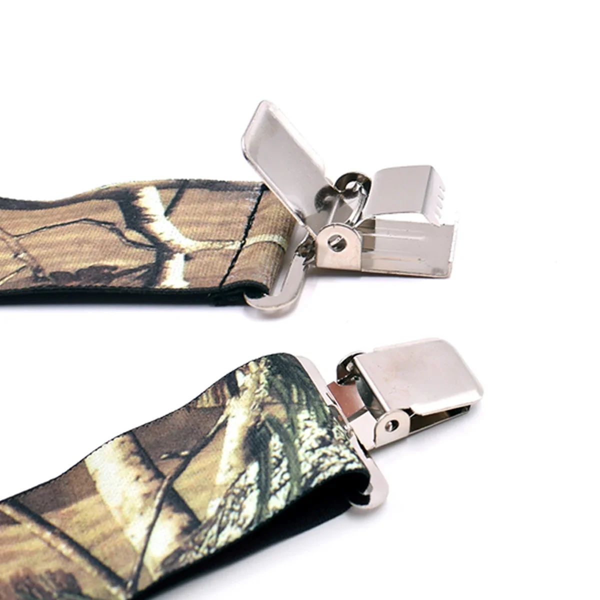 Heavy Duty Camouflage Suspenders for Men Work Outdoor Hunting 5cm/2inch X-back 4 Strong Clips Adjustable Elastic Trouser Braces
