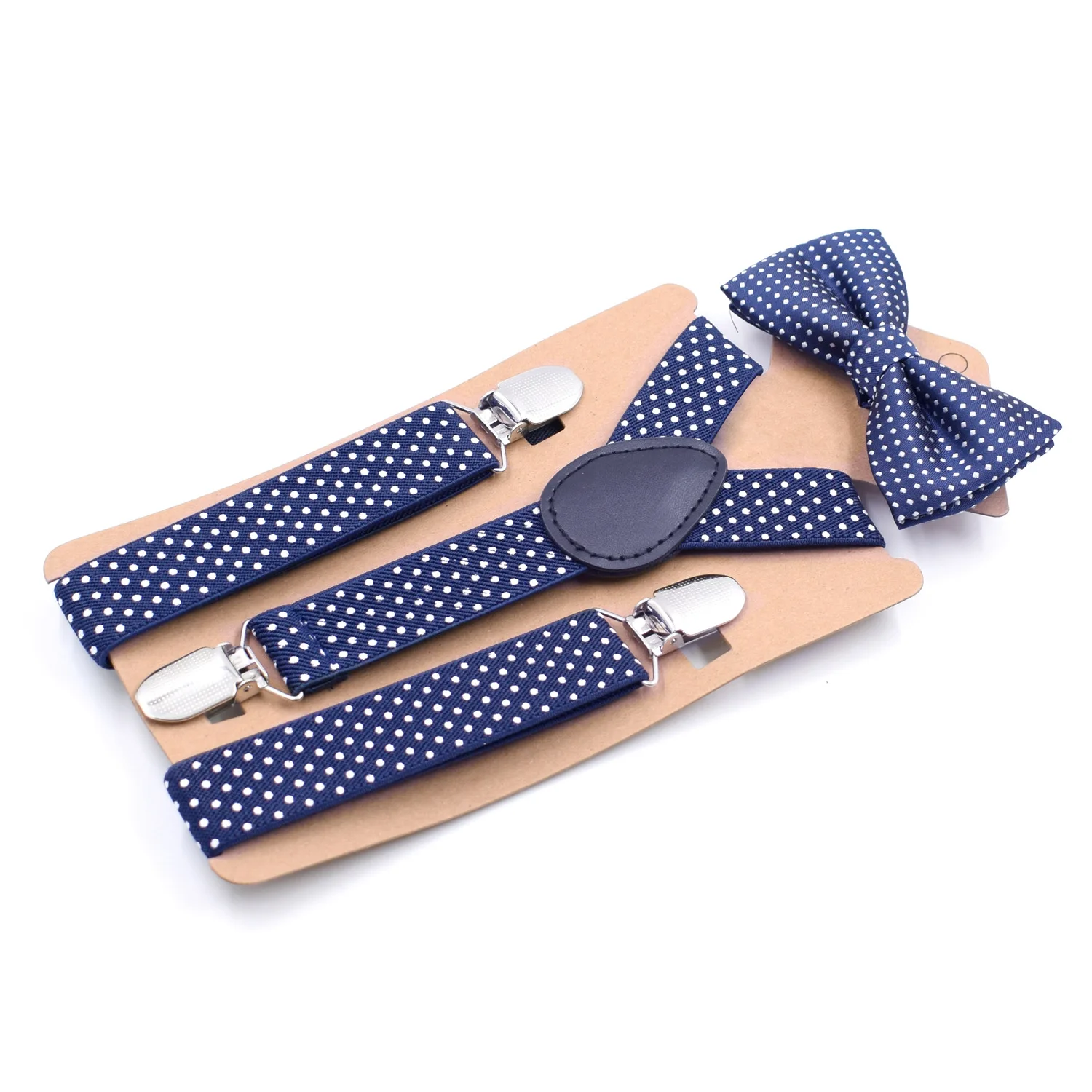 Adjustable Elastic Suspenders Bow Tie Sets for Kids Children Boys Girls Wedding Party Event Y-Back Polka Dot Braces Belt Bowtie