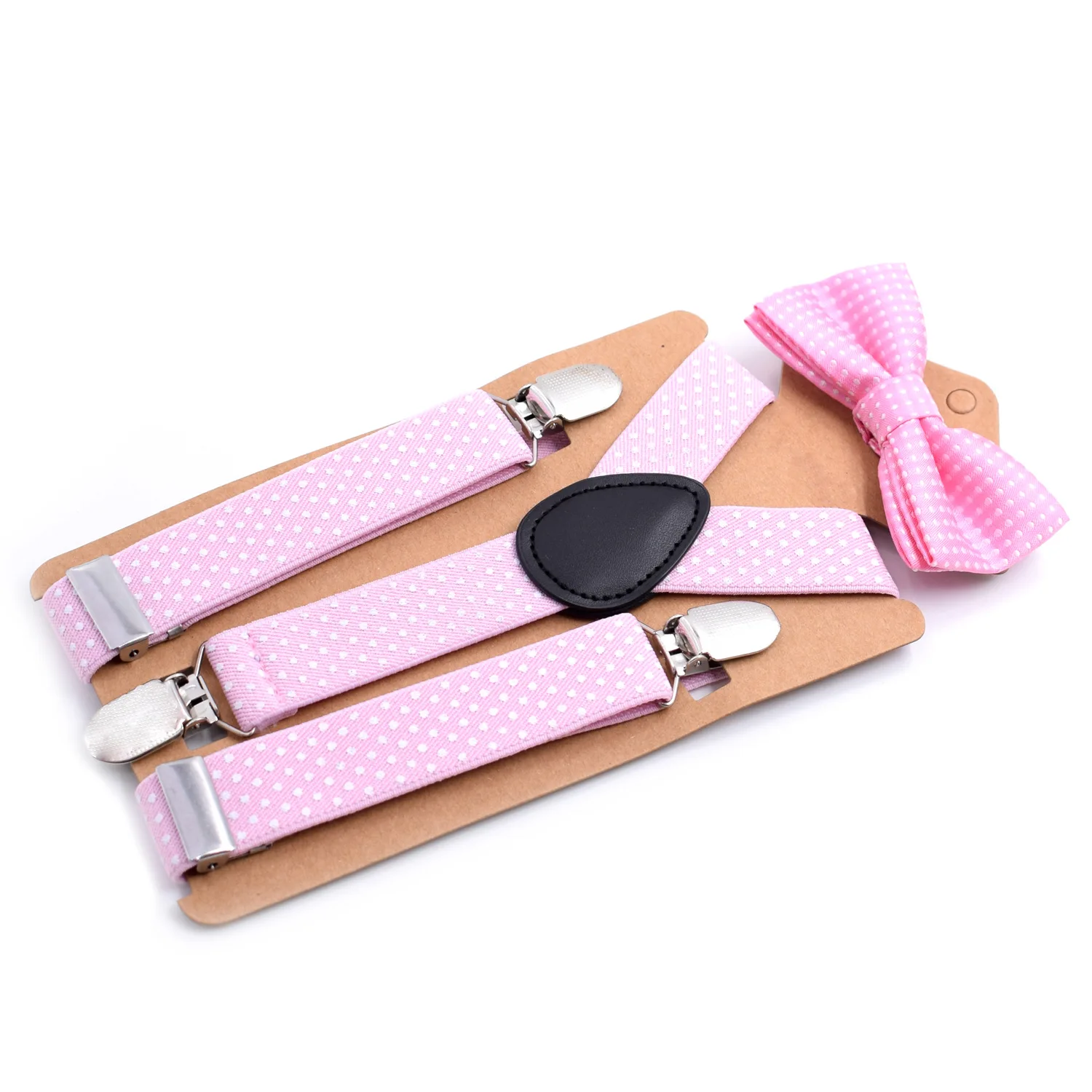 Adjustable Elastic Suspenders Bow Tie Sets for Kids Children Boys Girls Wedding Party Event Y-Back Polka Dot Braces Belt Bowtie