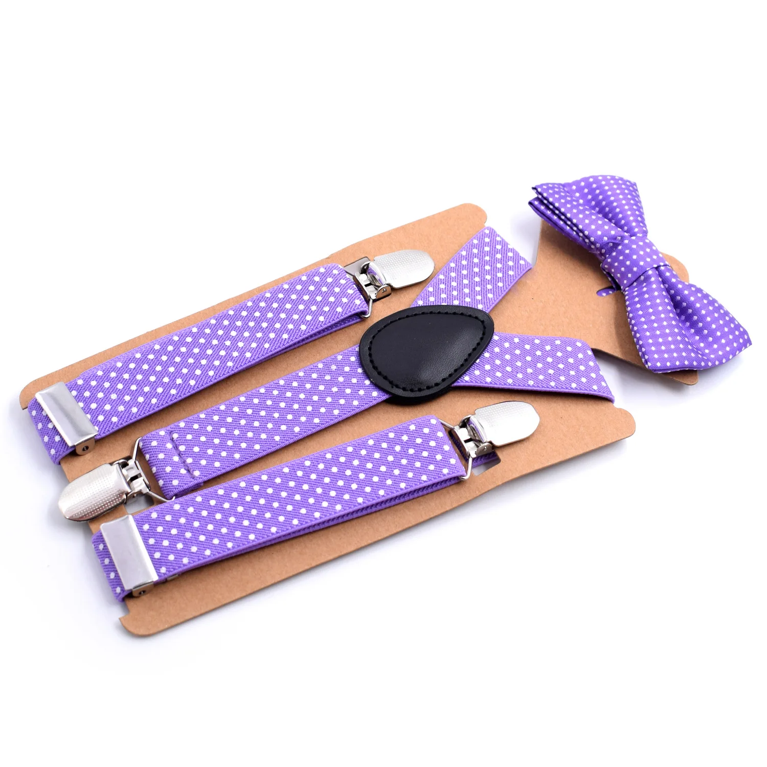 Adjustable Elastic Suspenders Bow Tie Sets for Kids Children Boys Girls Wedding Party Event Y-Back Polka Dot Braces Belt Bowtie