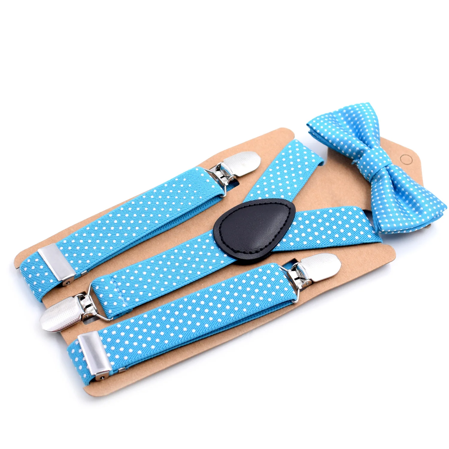 Adjustable Elastic Suspenders Bow Tie Sets for Kids Children Boys Girls Wedding Party Event Y-Back Polka Dot Braces Belt Bowtie