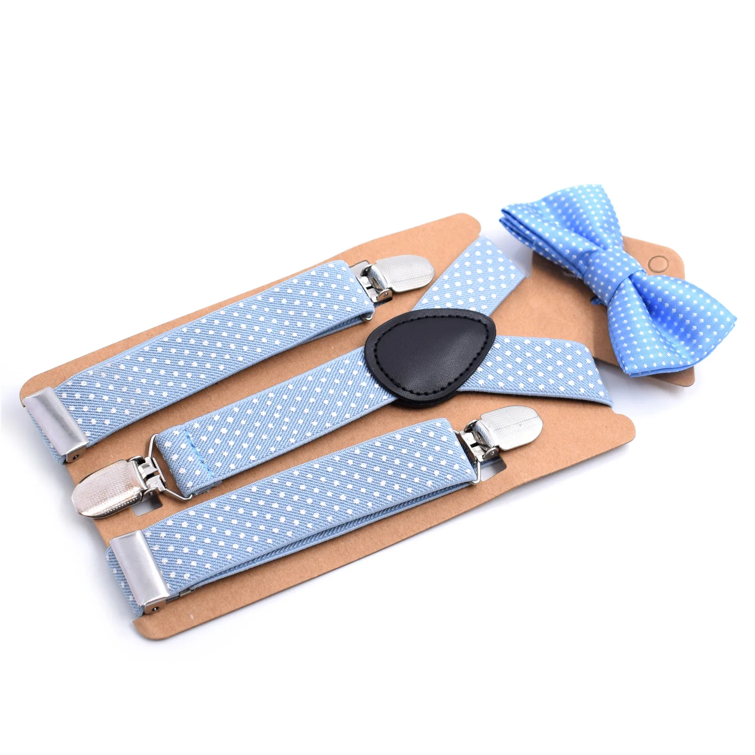 Adjustable Elastic Suspenders Bow Tie Sets for Kids Children Boys Girls Wedding Party Event Y-Back Polka Dot Braces Belt Bowtie