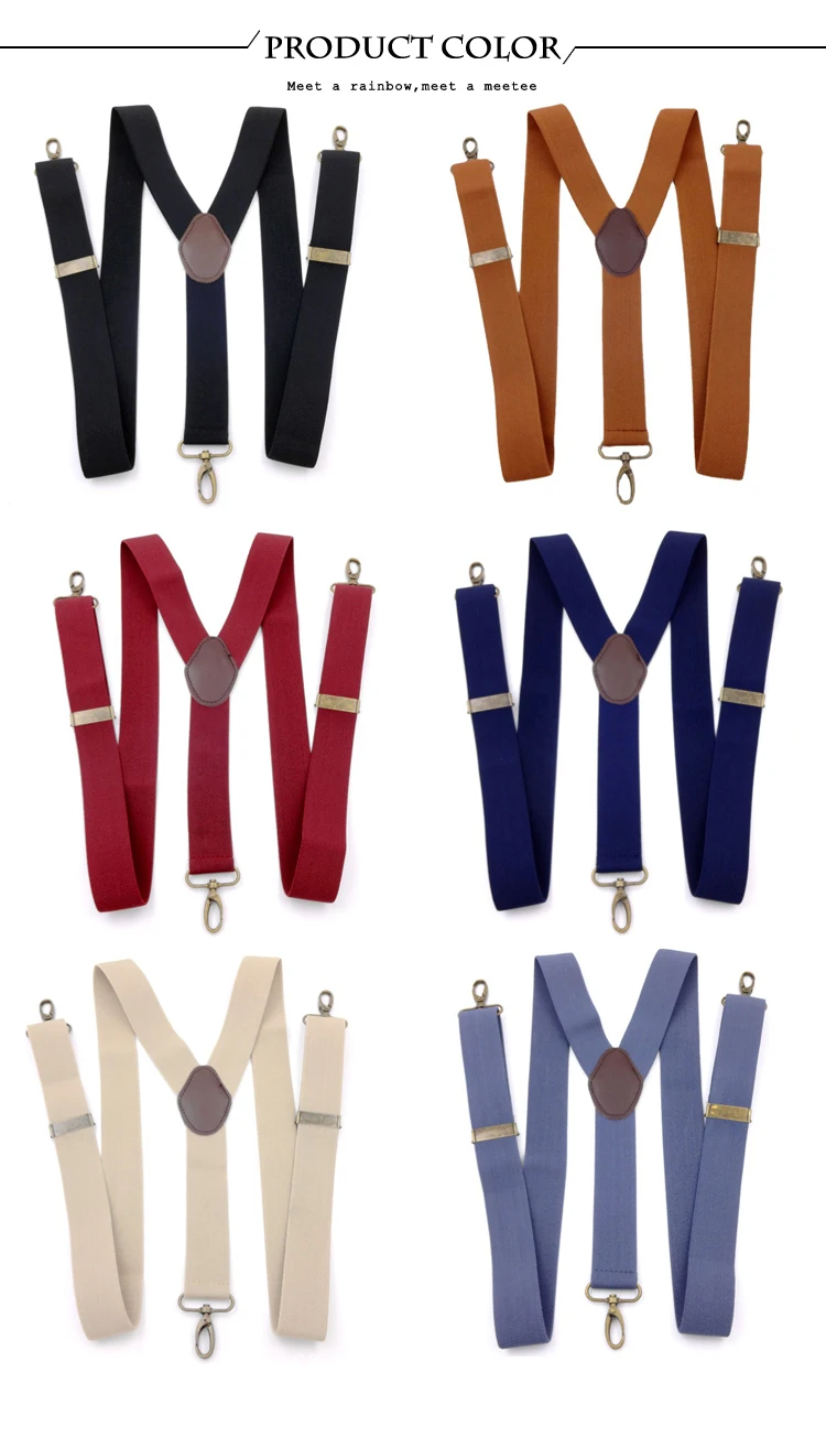 1Pc 3.5*120cm Adults Men's Suspenders 3 Clips Hook Buckle Man Harness Braces Elastic Strap Jockstrap Suspender Pants Accessories