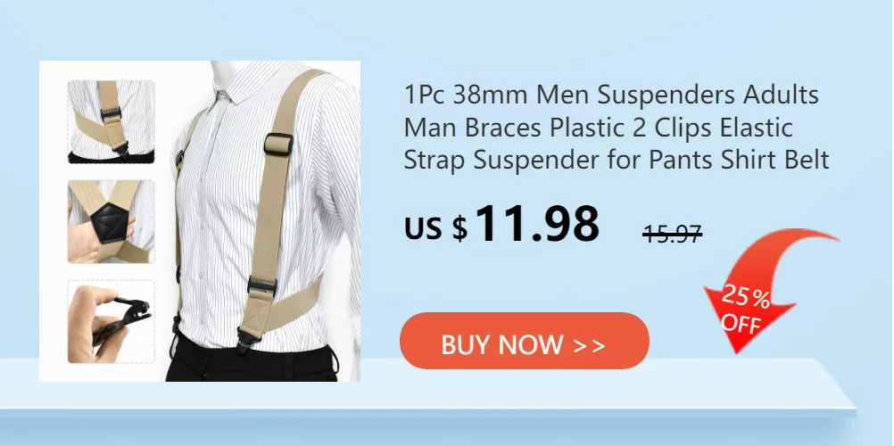 1Pc 3.5*120cm Adults Men's Suspenders 3 Clips Hook Buckle Man Harness Braces Elastic Strap Jockstrap Suspender Pants Accessories