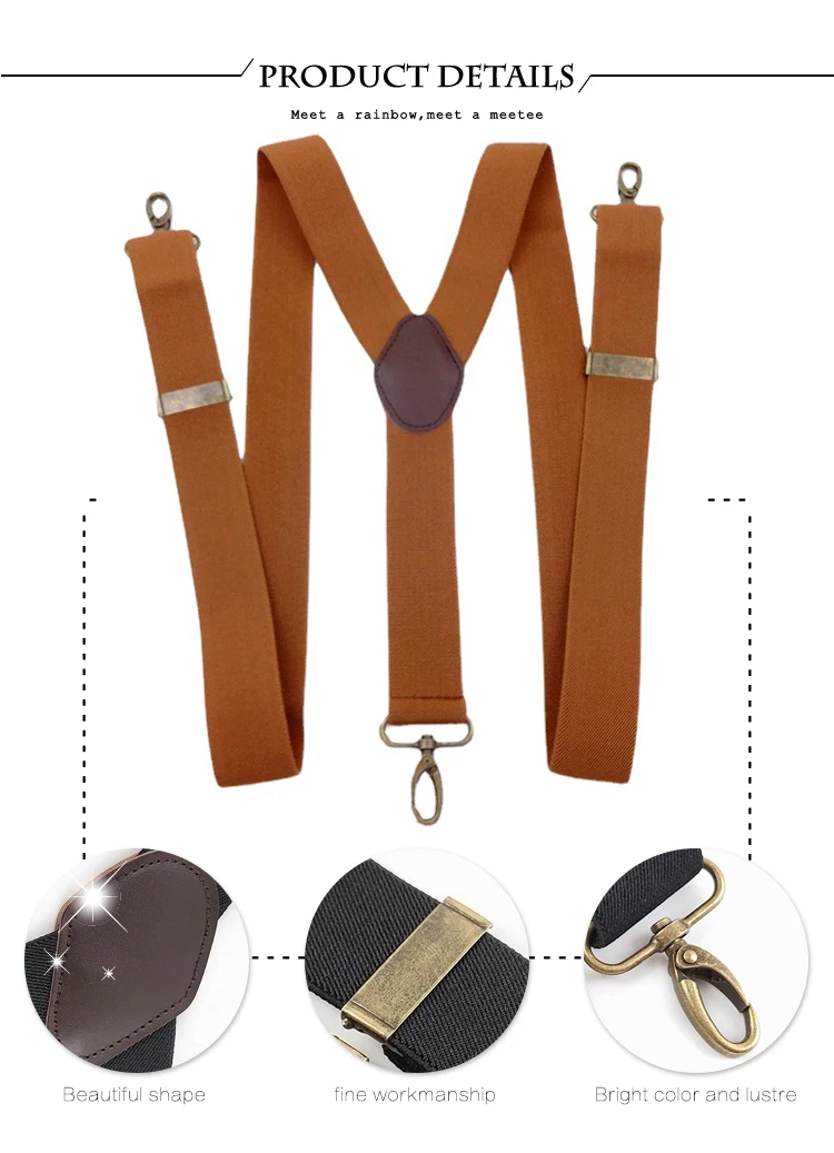 1Pc 3.5*120cm Adults Men's Suspenders 3 Clips Hook Buckle Man Harness Braces Elastic Strap Jockstrap Suspender Pants Accessories