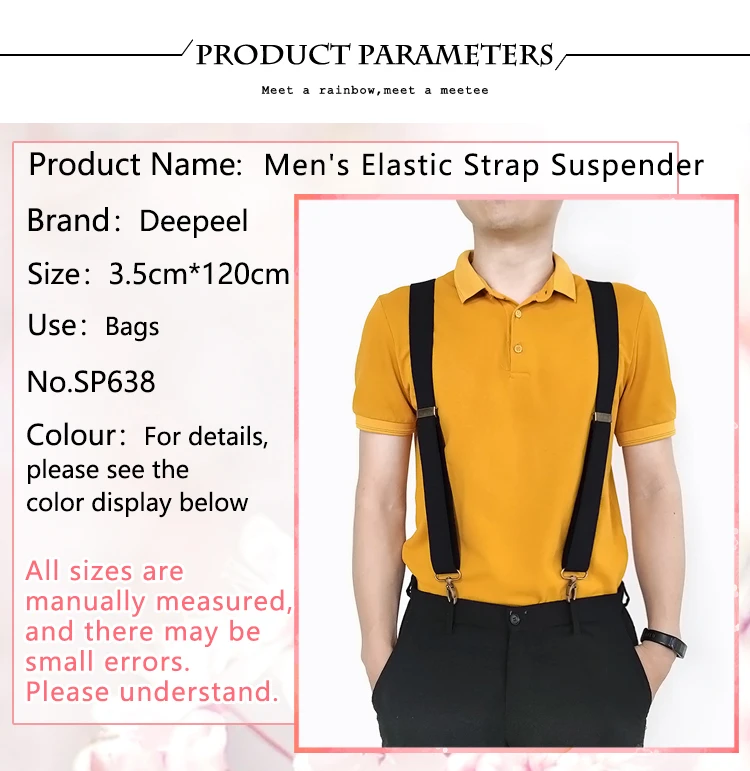 1Pc 3.5*120cm Adults Men's Suspenders 3 Clips Hook Buckle Man Harness Braces Elastic Strap Jockstrap Suspender Pants Accessories