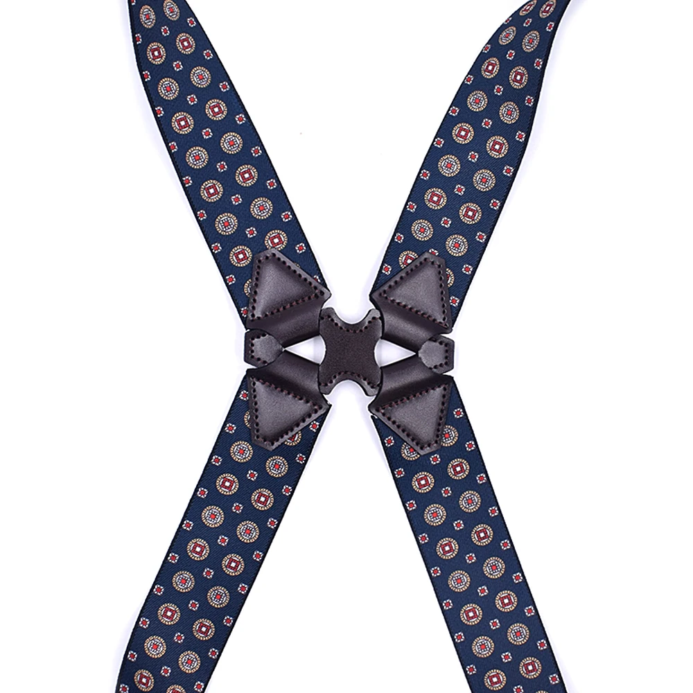 Fashion Suspenders for Men Side Clip Style 3.5cm Wide Heavy Duty Big Tall Adjustable Elastic Hip-Clip Trouser Braces Dad Gifts