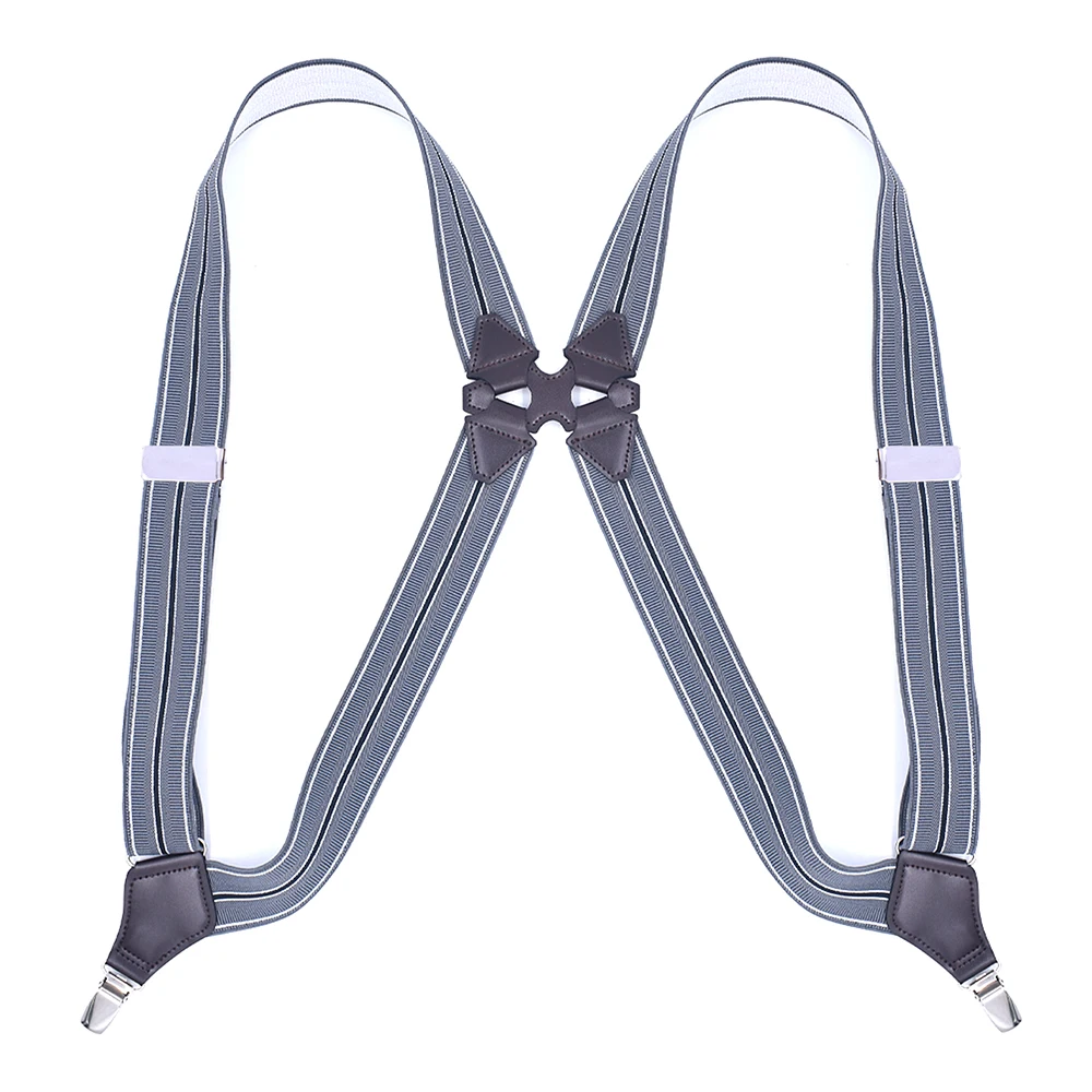 Fashion Suspenders for Men Side Clip Style 3.5cm Wide Heavy Duty Big Tall Adjustable Elastic Hip-Clip Trouser Braces Dad Gifts