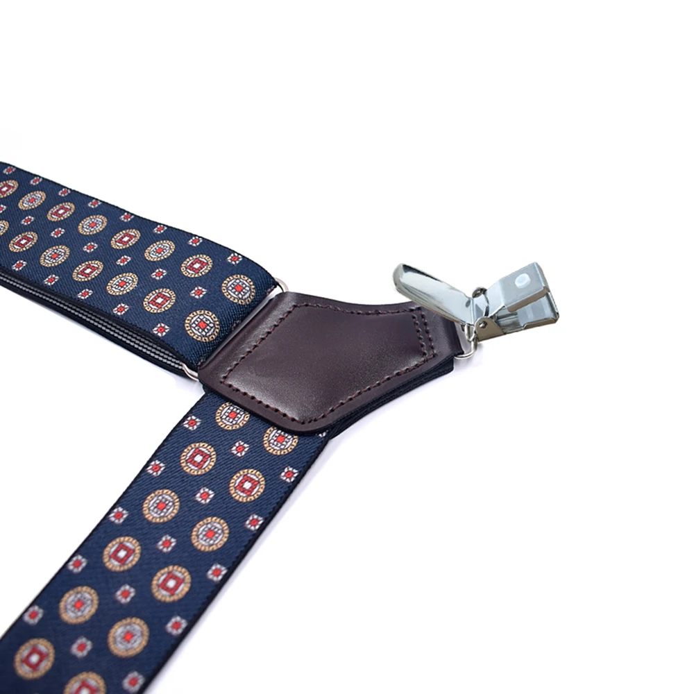 Fashion Suspenders for Men Side Clip Style 3.5cm Wide Heavy Duty Big Tall Adjustable Elastic Hip-Clip Trouser Braces Dad Gifts