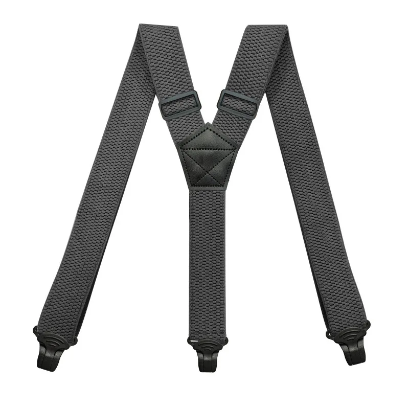 Heavy Duty Suspenders for Men Work Outdoor 3.8cm/1.5inch Y-back 3 Plastic Clips Adjustable Elastic Trouser Braces Strap Belt