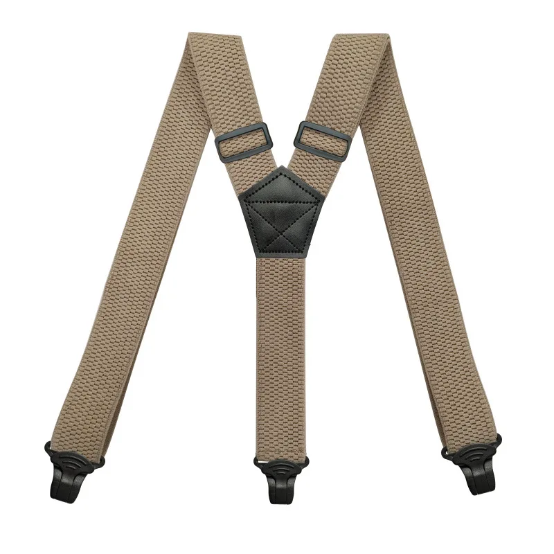 Heavy Duty Suspenders for Men Work Outdoor 3.8cm/1.5inch Y-back 3 Plastic Clips Adjustable Elastic Trouser Braces Strap Belt