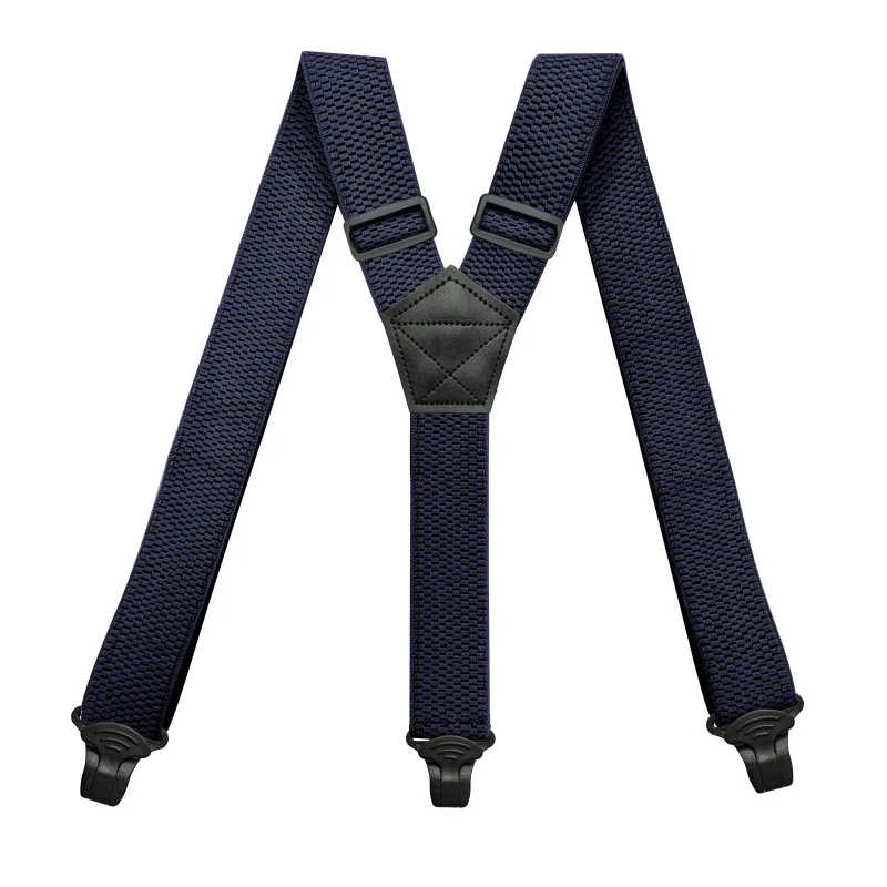 Heavy Duty Suspenders for Men Work Outdoor 3.8cm/1.5inch Y-back 3 Plastic Clips Adjustable Elastic Trouser Braces Strap Belt